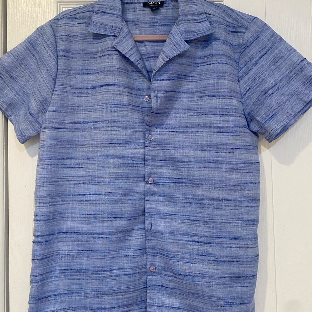 Stylish Blue Textured Men's Shirt